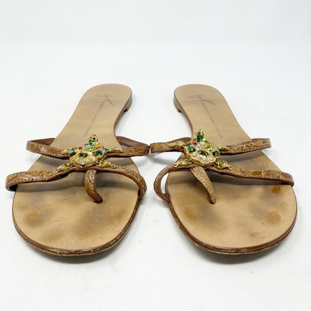 Giuseppe Zanotti Turtle Crystal Slide Sandals Womens Size EU 37.5 - Picture 8 of 8